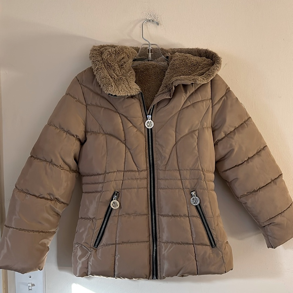 DKNY‎ Taupe Fleece-Lined Jacket Hooded Puffer Jacket winter jacket Size